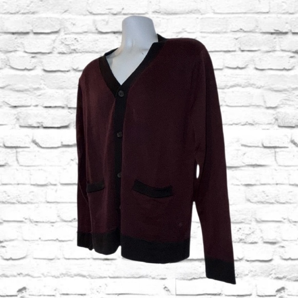 XRAY Jeans Burgundy Herringbone Knit Cardigan Sweater Men’s Size XL NWT - Picture 5 of 11